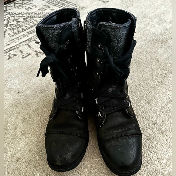 Sorel Women’s Gray Major Carly Boots Lace Up Waterproof Leather Combat Size 7 - Picture 5 of 11